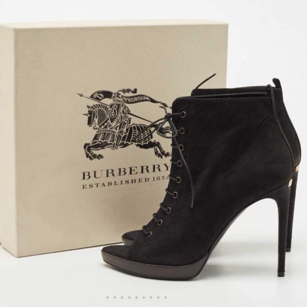 Burberry Black Lace-Up Heeled Boots